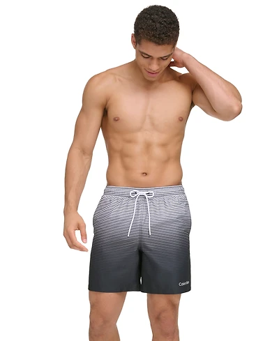 Calvin Klein Men's Gradient Striped 7" Volley Swim Trunks