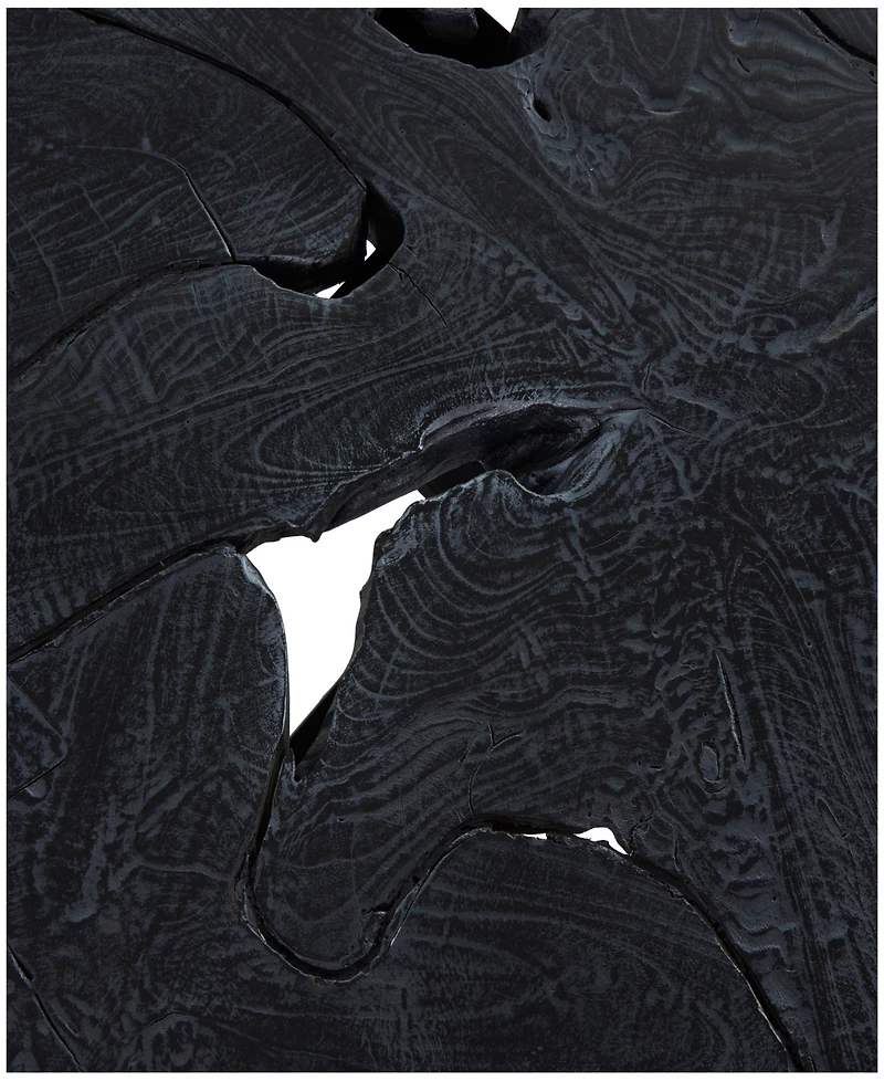 Rosemary Lane 35" x 35" x 18" Teak Wood Geometric Handmade Live Edge Black Metal Base Coffee Table