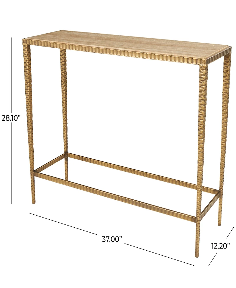 Rosemary Lane 37" x 12" x 28" Marble Gold-Tone Metal Legs Console Table