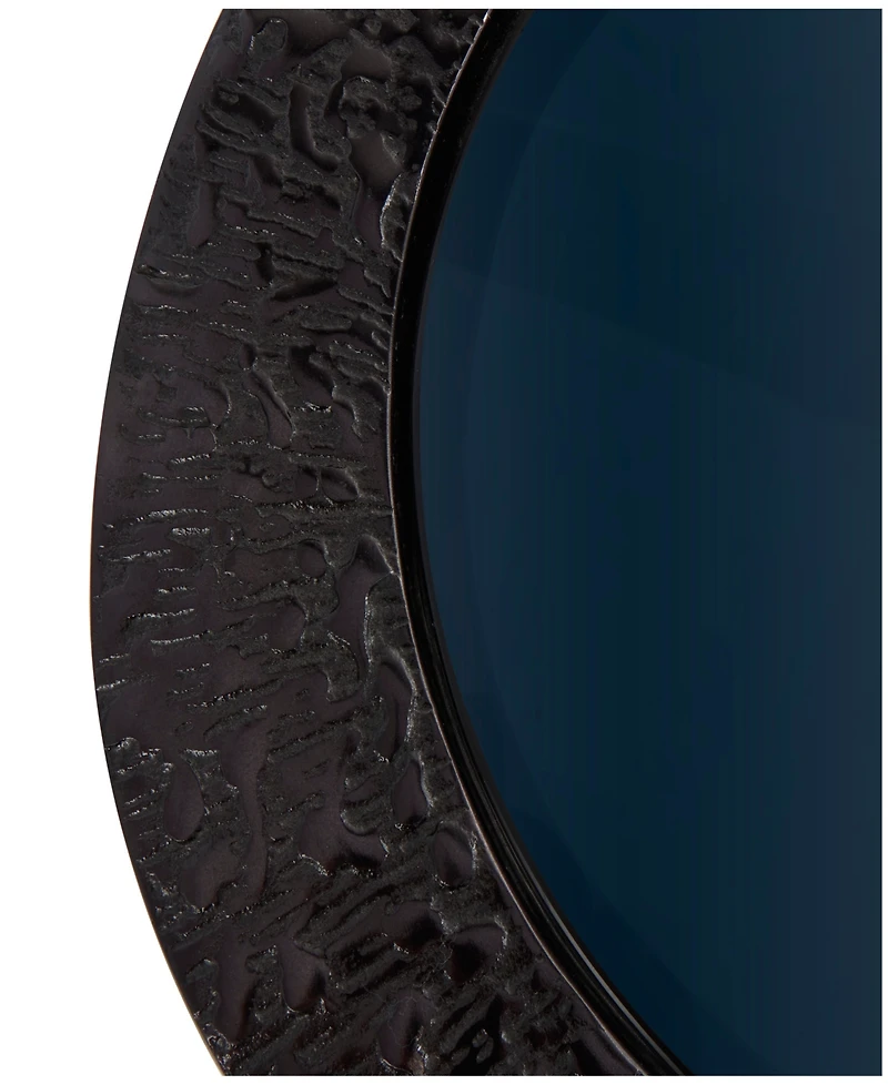 Rosemary Lane 30" x 25" x 18" Aluminum Abstract Oval Shaped Shaded Glass Top and Detailed Engravings Coffee Table