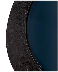 Rosemary Lane 30" x 25" x 18" Aluminum Abstract Oval Shaped Shaded Glass Top and Detailed Engravings Coffee Table