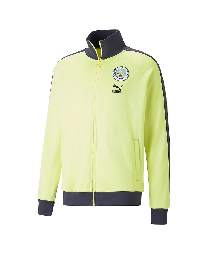 Men's Puma Yellow Manchester City ftblHeritage T7 Raglan Full-Zip Track Jacket