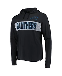 Men's '47 Brand Black Distressed Carolina Panthers Field Franklin Hooded Long Sleeve T-shirt