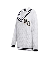 Women's Pro Standard White New Orleans Saints Prep V-Neck Pullover Sweater
