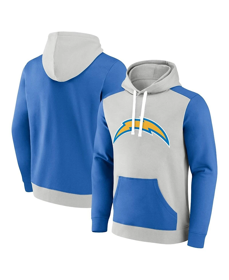 Men's Fanatics Silver, Powder Blue Los Angeles Chargers Big and Tall Team Fleece Pullover Hoodie