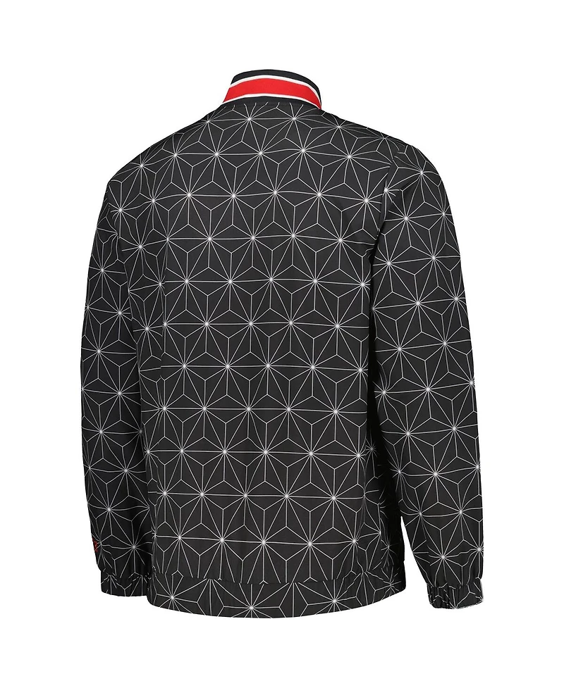 Men's Starter Black Chicago Bulls In-Field Play Fashion Satin Full-Zip Varsity Jacket