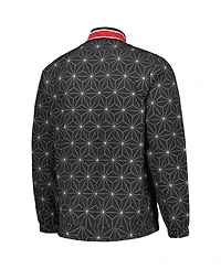 Men's Starter Black Chicago Bulls In-Field Play Fashion Satin Full-Zip Varsity Jacket