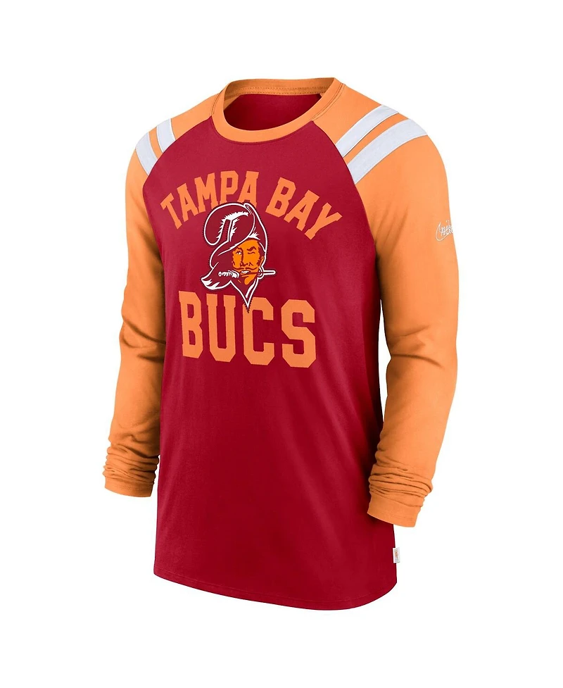 Men's Nike Red, Orange Tampa Bay Buccaneers Classic Arc Raglan Tri-Blend Long Sleeve T-shirt