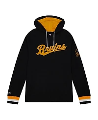 Men's Mitchell & Ness Black Boston Bruins 100th Anniversary Legendary Raglan Pullover Hoodie