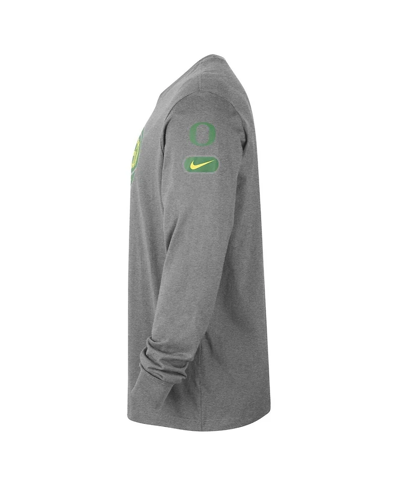 Men's Nike Heather Gray Oregon Ducks Fast Break Long Sleeve T-shirt