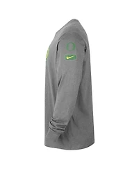 Men's Nike Heather Gray Oregon Ducks Fast Break Long Sleeve T-shirt