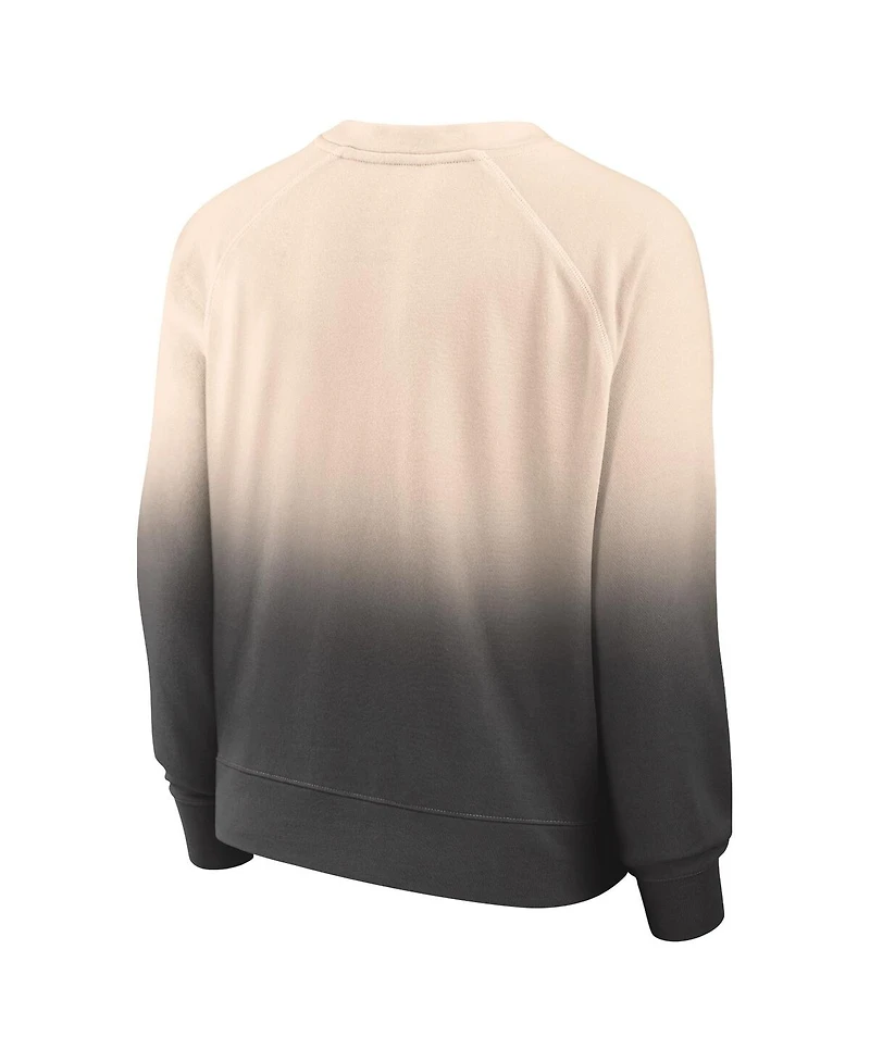 Women's Fanatics Tan, Black Distressed Chicago Bulls Lounge Arch Raglan Pullover Sweatshirt
