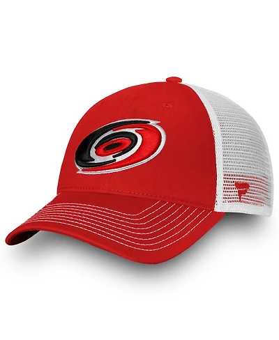 Men's Fanatics Red, White Carolina Hurricanes Slouch Core Primary Trucker Snapback Hat