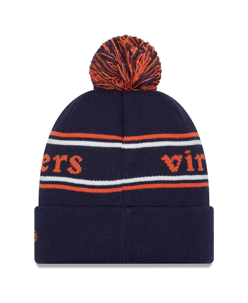 Men's New Era Navy Virginia Cavaliers Marquee Cuffed Knit Hat with Pom