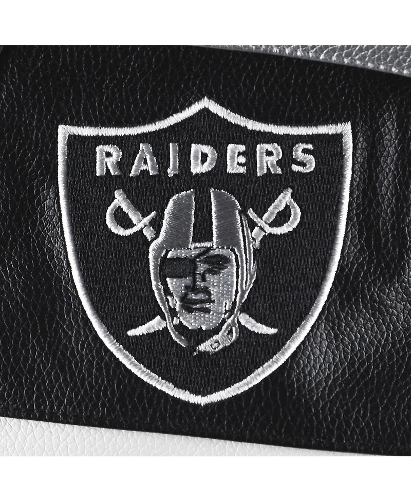 Women's The Wild Collective Black Las Vegas Raiders Faux Leather Full-Zip Racing Jacket