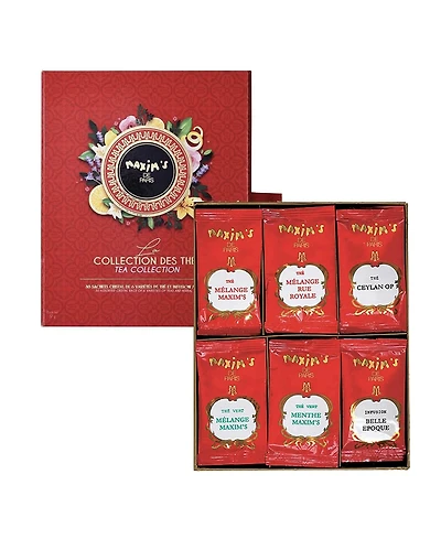 Maxim's De Paris Gift Box Tea Sampler Assortment of 6 Gourmet Teas