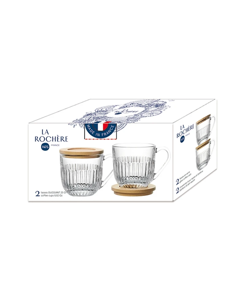 La Rochere Quessant 9 oz. Covered Latte Mug, Set of 2