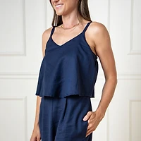 Hope & Henry Women's Sleeveless Faux Top Jumpsuit