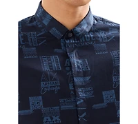 A|X Armani Exchange Men's Slim-Fit All-Over Logo Print Shirt
