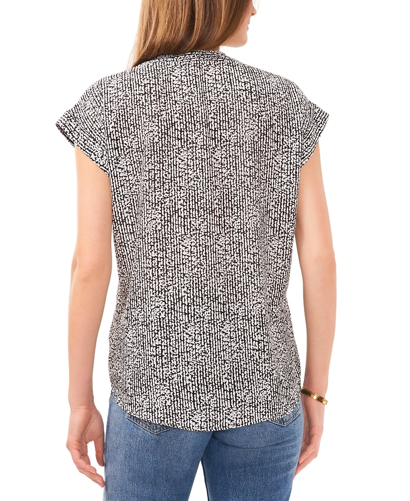 Vince Camuto Women's Printed Split Neck Short-Sleeve Blouse