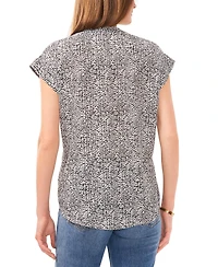 Vince Camuto Women's Printed Split Neck Short-Sleeve Blouse