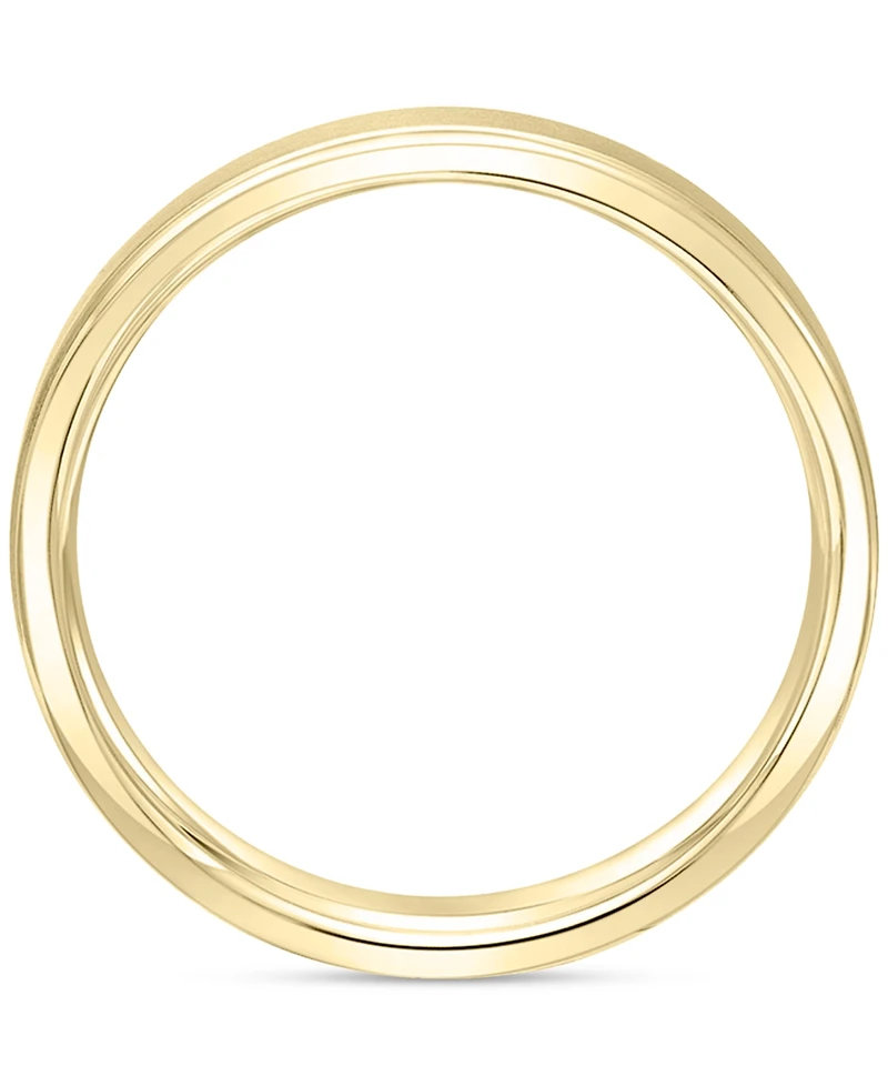 Men's Satin Finish Beveled Edge Band 18k Gold-Plated Sterling Silver (Also Silver)