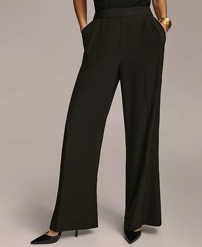Donna Karan New York Women's Pleat Front Wide Leg Pants, Regular & Petite Sizes