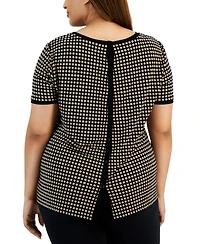 Anne Klein Plus Size Button-Back Short-Sleeve Top