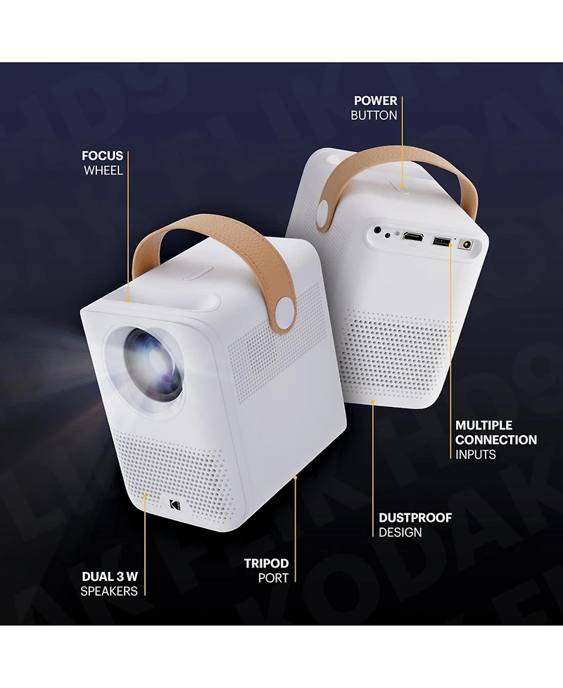 Kodak Flik HD9 Smart Projector with Android Tv, Wifi and Bluetooth