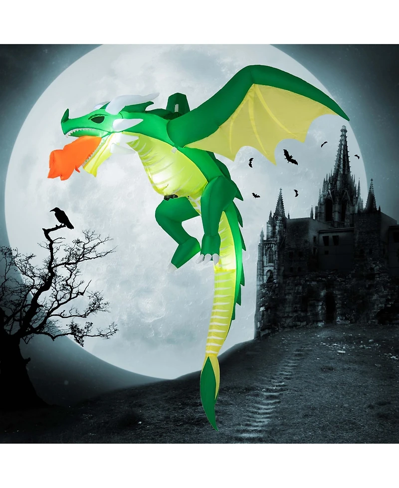 5 Ft Hanging Halloween Inflatable Fire-breathing Dragon Flying Decoration Yard