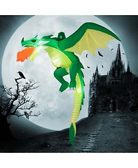 5 Ft Hanging Halloween Inflatable Fire-breathing Dragon Flying Decoration Yard