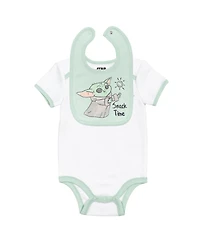 Starwars Baby Boys Star Wars Mandalorian Yoda Layette Set Bodysuit Pant Bib Hat