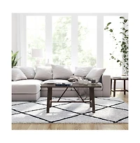 Mabel Farmhouse Trestle Coffee Table, Solid Wood Rustic Accent Table