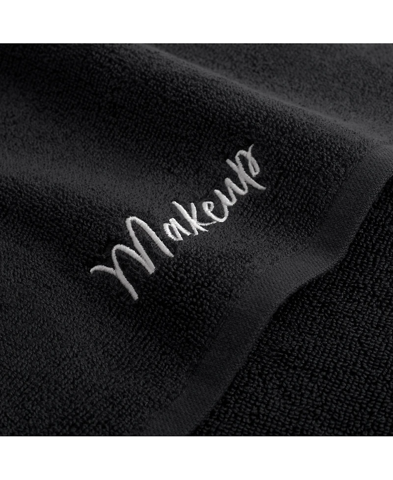 Host & Home Cotton Makeup Removal Wash Cloth With Embroidery (Pack of 6), 13x13, Black