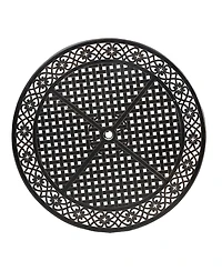 Mondawe 48" Round Aluminum Patio Dining Table with Umbrella Hole, Black