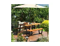 70 Inch Dining Table Set with Seats and Umbrella Hole