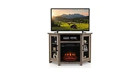 Slickblue Corner Tv Stand with 18 Inch Electric Fireplace for TVs up to 50 Inch