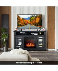 48 Inch Electric Fireplace Tv Stand with Cabinets for TVs Up to 55