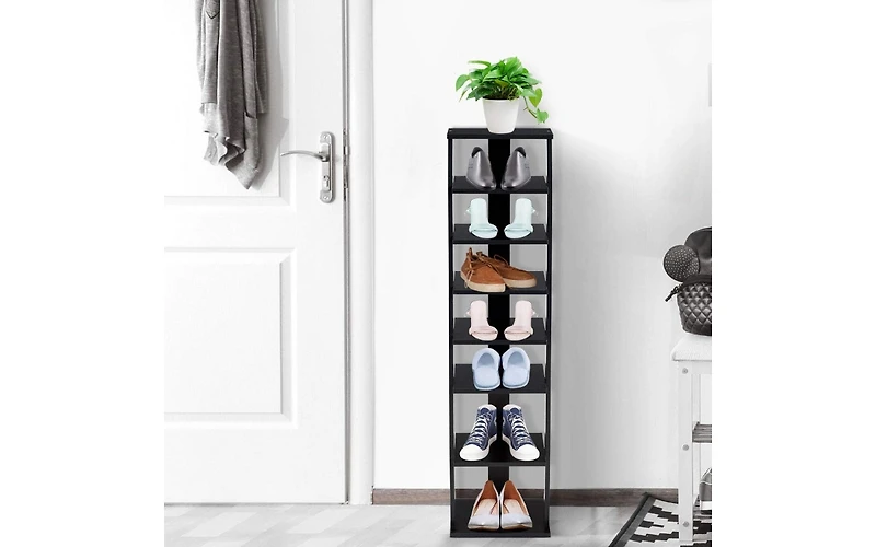 7-Tier Wooden Shoe Rack Organizer for Entryway or Closet Storage