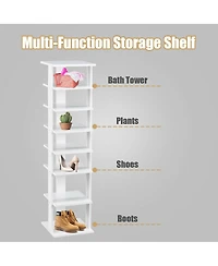7-Tier Wooden Shoe Rack Organizer for Entryway or Closet Shoe Storage