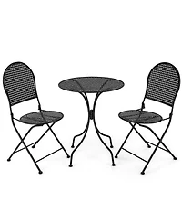 3 Pieces Patio Bistro Set Outdoor Conversation Furniture Table and Folding Chair