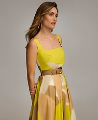 Donna Karan New York Women's Square-Neck Buckled Sleeveless Dress
