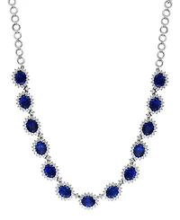 Effy Lab Grown Sapphire (27-1/6 ct. t.w.) & Lab Grown Diamond (4-5/8 ct. t.w.) Halo 18" Collar Necklace in 14k White Gold