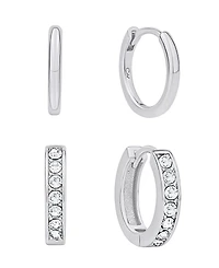 And Now This Crystal Duo Endless Hoop Earring Set