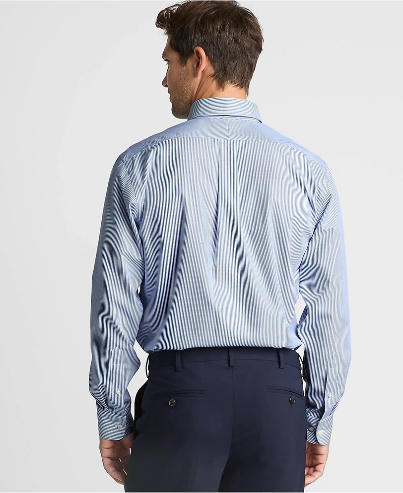 Lands' End Big & Tall Traditional Fit Pattern No Iron Supima Pinpoint Buttondown Collar Dress Shirt