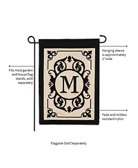 Evergreen Flag Cambridge Chic Letter M Monogram Applique Garden Flag - 12.5" Wide x 18" High