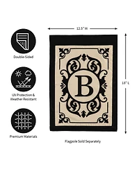Evergreen Flag Cambridge Chic Letter B Monogram Applique Garden Flag - 12.5" Wide x 18" High