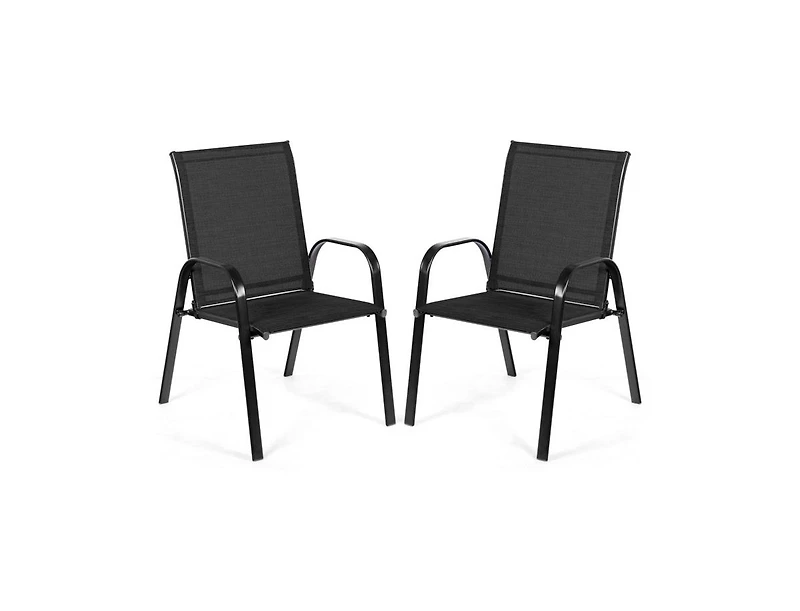 2 Pcs Patio Chairs Outdoor Dining Chair with Armrest