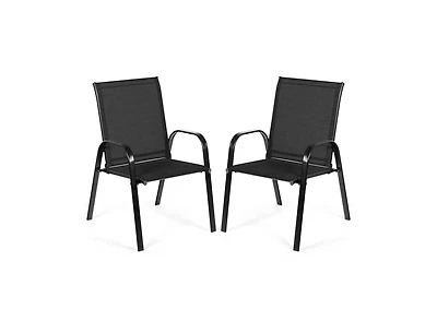 2 Pcs Patio Chairs Outdoor Dining Chair with Armrest