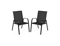 2 Pcs Patio Chairs Outdoor Dining Chair with Armrest